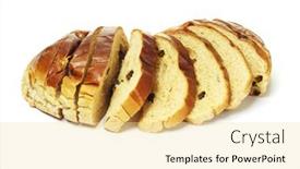  Presentation with bread - Audience pleasing slide deck consisting of slided-fresh-raisin-bread-arranged backdrop and a blonde colored foreground
