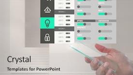  Presentation with automation system - PPT theme having slider bar - digital composite of hand holding background and a light gray colored foreground