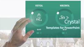  Presentation with home security camera - PPT theme featuring slider bar - digital composite of hand touching background and a ocean colored foreground