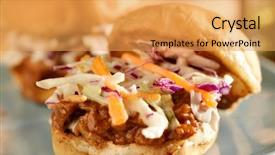  Presentation with bbq - Slide set featuring sliders - bbq pulled pork sandwich close background and a yellow colored foreground