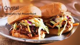  Presentation with bbq - PPT layouts consisting of sliders - pulled pork sandwiches with bbq background and a gold colored foreground