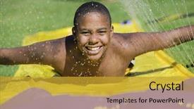  Presentation with free - Beautiful presentation featuring free slides - boy sliding on slip 'n backdrop and a gold colored foreground