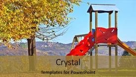  Presentation with diabetes screening in children - Beautiful slides featuring kindergarten slides - lone children's slide on empty backdrop and a gold colored foreground