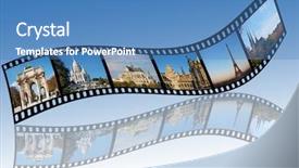  Presentation with film strips - Cool new presentation theme with slideshow - film strips with travel europe backdrop and a teal colored foreground