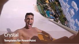  Presentation with fun - Amazing slide deck having sliding down in a water backdrop and a tawny brown colored foreground