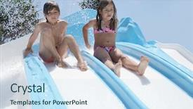  Presentation with exercise kids kid doing fitness - PPT layouts consisting of sliding down toboggan at waterpark background and a  colored foreground