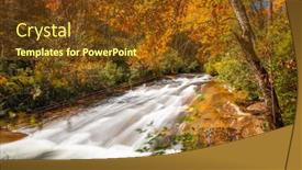  Presentation with looking glass - Beautiful theme featuring sliding-rock-falls-on-looking backdrop and a tawny brown colored foreground