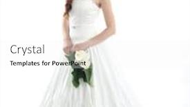  Presentation with wedding white - PPT theme enhanced with slim beautiful woman wearing luxurious wedding dress over white studio background background and a white colored foreground
