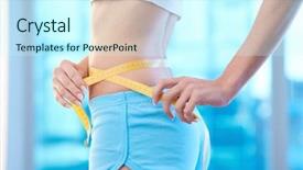  Presentation with measuring - Beautiful slide set featuring slim female measuring her waist backdrop and a cool aqua colored foreground