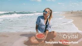  Presentation with vegan diet - PPT layouts featuring slim-girl-in-fashion-style background and a coral colored foreground