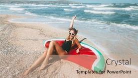  Presentation with mattress - Beautiful presentation featuring slim-girl-in-fashion-style backdrop and a coral colored foreground