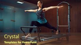  Presentation with pilates - Presentation theme enhanced with slim-girl-keeps-the-balance background and a tawny brown colored foreground