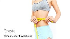  Presentation with measuring ingredient - PPT theme consisting of slim girl measuring her waist isolated on white background background and a white colored foreground