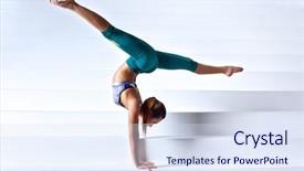  Presentation with sports playbook - Beautiful theme featuring slim gymnast woman in sport backdrop and a  colored foreground