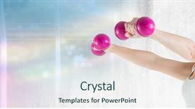  Presentation with healthy - Audience pleasing PPT theme consisting of slim healthy woman holding weight backdrop and a  colored foreground