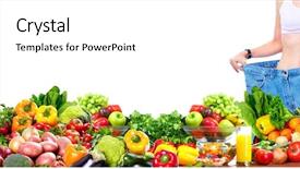  Presentation with health diet - Amazing PPT theme having slim healthy woman losing weight backdrop and a white colored foreground