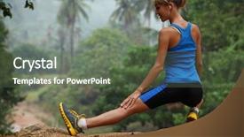  Presentation with hearing clinicyoung lady - PPT theme enhanced with slim lady stretching before running background and a tawny brown colored foreground