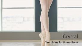  Presentation with ballet - PPT theme consisting of slim-legs-of-graceful-ballet background and a soft green colored foreground