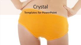  Presentation with slim body - Cool new presentation theme with slim tanned woman's body in orange panties isolated over white background backdrop and a coral colored foreground