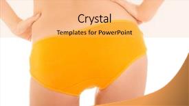  Presentation with slim body - PPT theme enhanced with slim tanned woman's body in orange panties isolated over white background background and a coral colored foreground