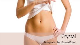  Presentation with slim body - Presentation having slim tanned woman's body background and a coral colored foreground