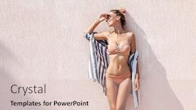  Presentation with look - Audience pleasing presentation theme consisting of slim-woman-in-beige-bikini backdrop and a lemonade colored foreground