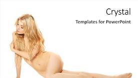  Presentation with dead egret birds lying - Colorful slides enhanced with slim woman lying with bended backdrop and a  colored foreground