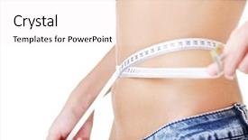  Presentation with measuring blood pressure in haitian - Amazing slides having slim woman measuring her waistline backdrop and a sky blue colored foreground