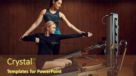  Presentation with pilates - Colorful PPT theme enhanced with slim-woman-on-pilates-training backdrop and a tawny brown colored foreground