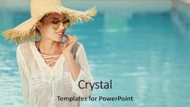  Presentation with swimming beautiful girl swims underwater - Audience pleasing PPT theme consisting of slim woman relaxing in swimm backdrop and a  colored foreground