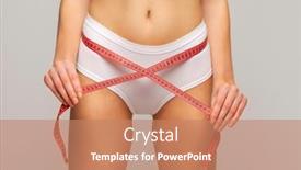  Presentation with slim body - Slide set with slim-young-woman-measuring background and a coral colored foreground