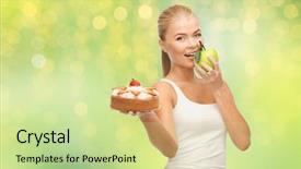  Presentation with green lights - Amazing slide deck having slimming and diet concept - happy backdrop and a  colored foreground