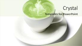  Presentation with matcha green tea - Theme having slimming concept - cup of matcha background and a soft green colored foreground