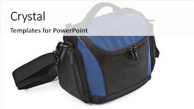  Presentation with backpack - Theme consisting of sling shot - black backpack isolated on white background and a  colored foreground