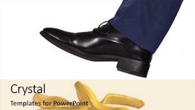  Presentation with banana - Theme consisting of slip - foot stepping on banana skin background and a yellow colored foreground