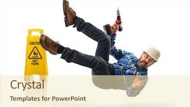  Presentation with senior worker - Slides consisting of slip - senior hispanic worker falling background and a cream colored foreground