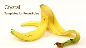  Presentation with banana - Audience pleasing theme consisting of slip fall - banana peel on a white backdrop and a cream colored foreground