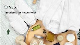  Presentation with accessories - Beautiful presentation theme featuring slippers - beautiful spa composition with bathrobe backdrop and a white colored foreground