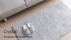  Presentation with slipper - Presentation theme enhanced with slippers - beige slipper on carpet background and a light gray colored foreground