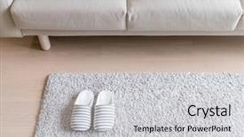  Presentation with slipper - Presentation theme having slippers - beige slipper on carpet background and a light gray colored foreground