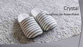 Presentation with slipper - Presentation featuring slippers - slipper on carpet at home background and a  colored foreground
