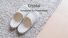  Presentation with slipper - Presentation consisting of slippers - slipper on carpet background and a  colored foreground