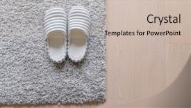  Presentation with slipper - PPT theme with slippers - slipper on grey carpet background and a  colored foreground