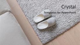  Presentation with slipper - PPT theme featuring slippers - slipper on the carpet background and a light gray colored foreground