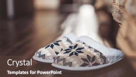  Presentation with slipper - Presentation featuring slippers-on-dark-floor background and a tawny brown colored foreground