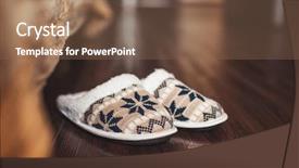  Presentation with slipper - Theme enhanced with slippers on floor at bedroom background and a violet colored foreground