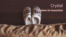  Presentation with slipper - Slide deck having slippers-on-floor-at-bedroom background and a tawny brown colored foreground