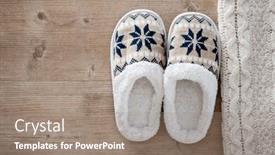  Presentation with slipper - Slides enhanced with slippers-on-wooden-floor-soft background and a gray colored foreground