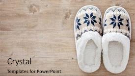  Presentation with slipper - Audience pleasing presentation design consisting of slippers on wooden floor soft backdrop and a mint green colored foreground