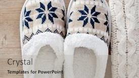  Presentation with slipper - Theme with slippers on wooden floor soft comfortable home slipper background and a light gray colored foreground